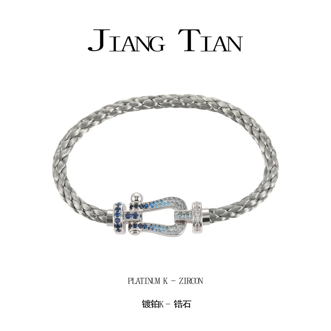 铜合金合成锆石手镯 CNC精工 蹄蹄气质轻奢手镯   3895