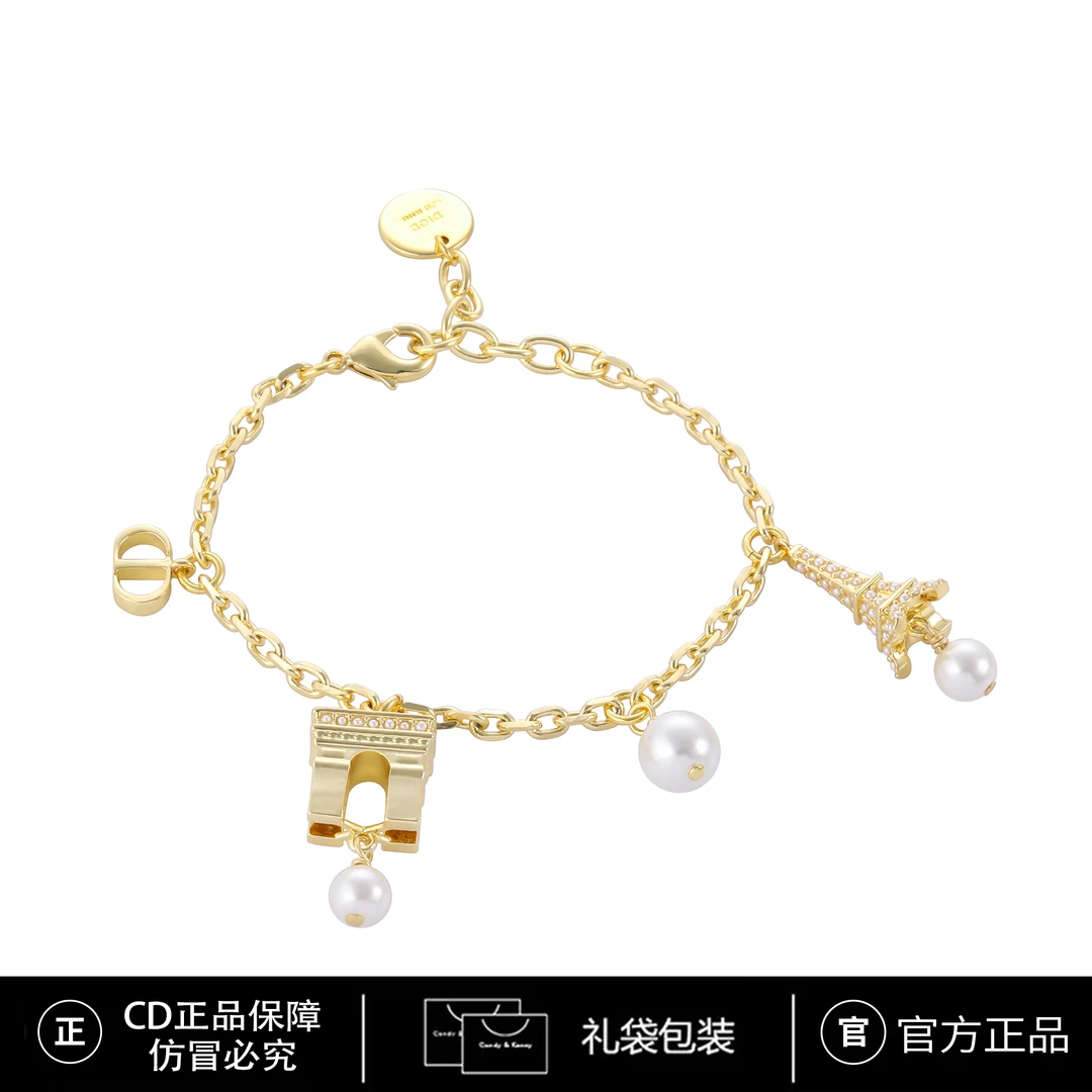 铜合金仿珍珠手链 CNC精工 铁塔经典时尚轻奢手链  3804