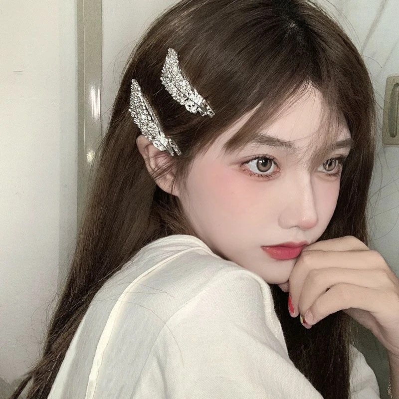 网红2025年新款羽毛发夹女边夹少女网红侧边夹子头饰发卡无痕顶夹