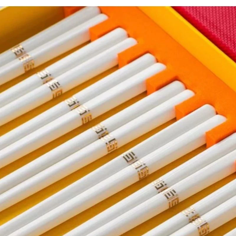 金镶玉高档骨瓷筷子10双装轻奢家用陶瓷卫生欧式防霉网红清洗酒店