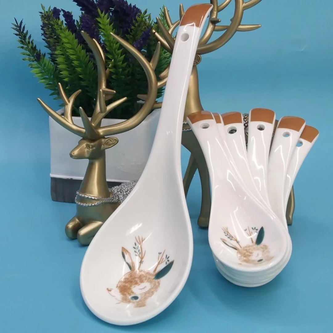 大汤勺2只装一鹿有你陶瓷家用可爱勺子高颜值