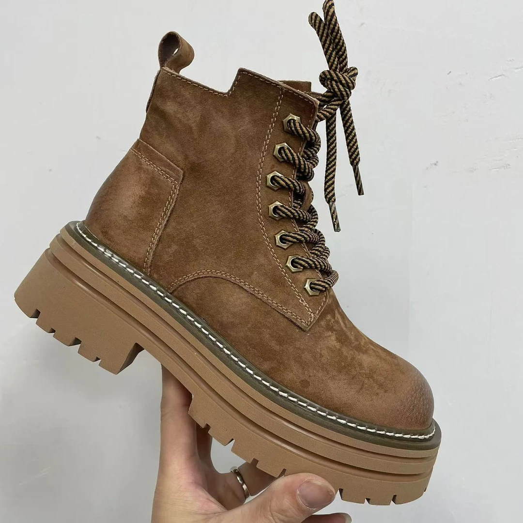 3008-25头层猪皮磨砂拉链时尚百搭高帮马丁靴