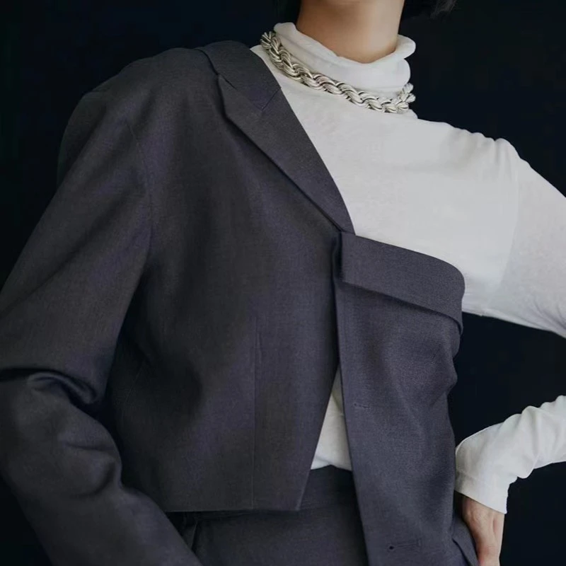 【强哥外贸】 代 气质不规则叠穿风时尚轻职场百搭西装上衣