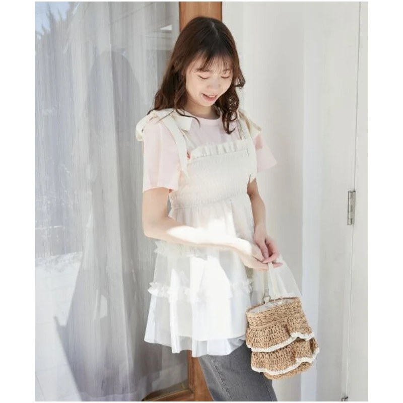 【强哥外贸】 M 春季新款 时尚甜美薄纱收腰显瘦短款连衣裙