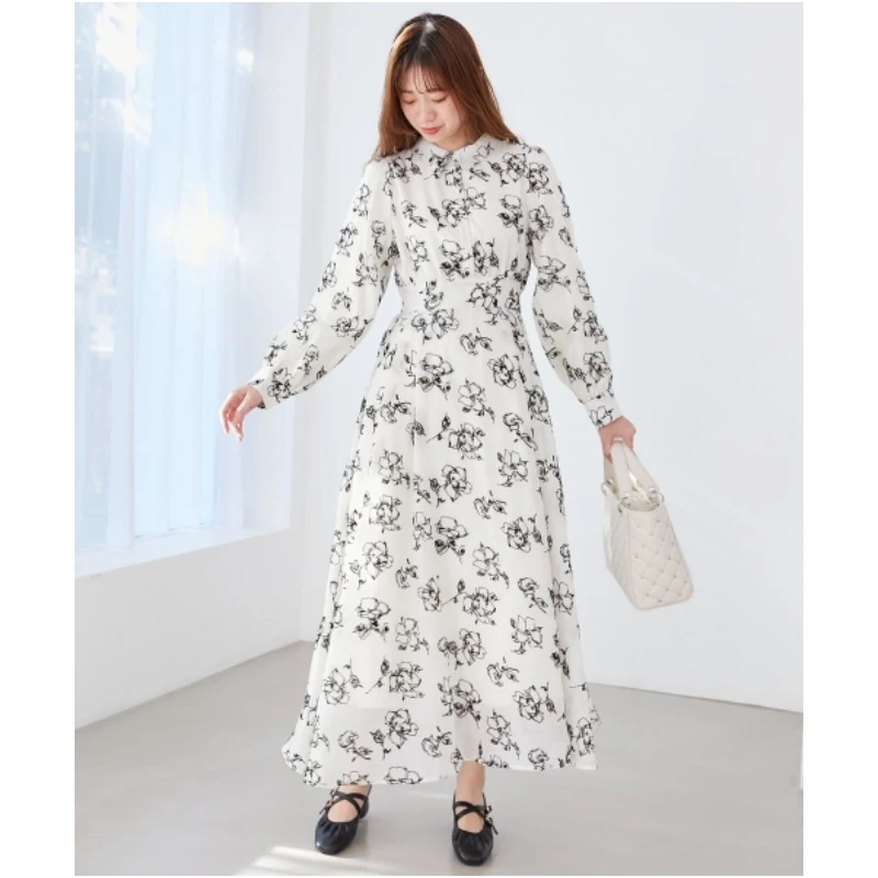 【强哥外贸】春季潮款 F 显瘦气质时尚收腰碎花修身优雅女装连衣裙