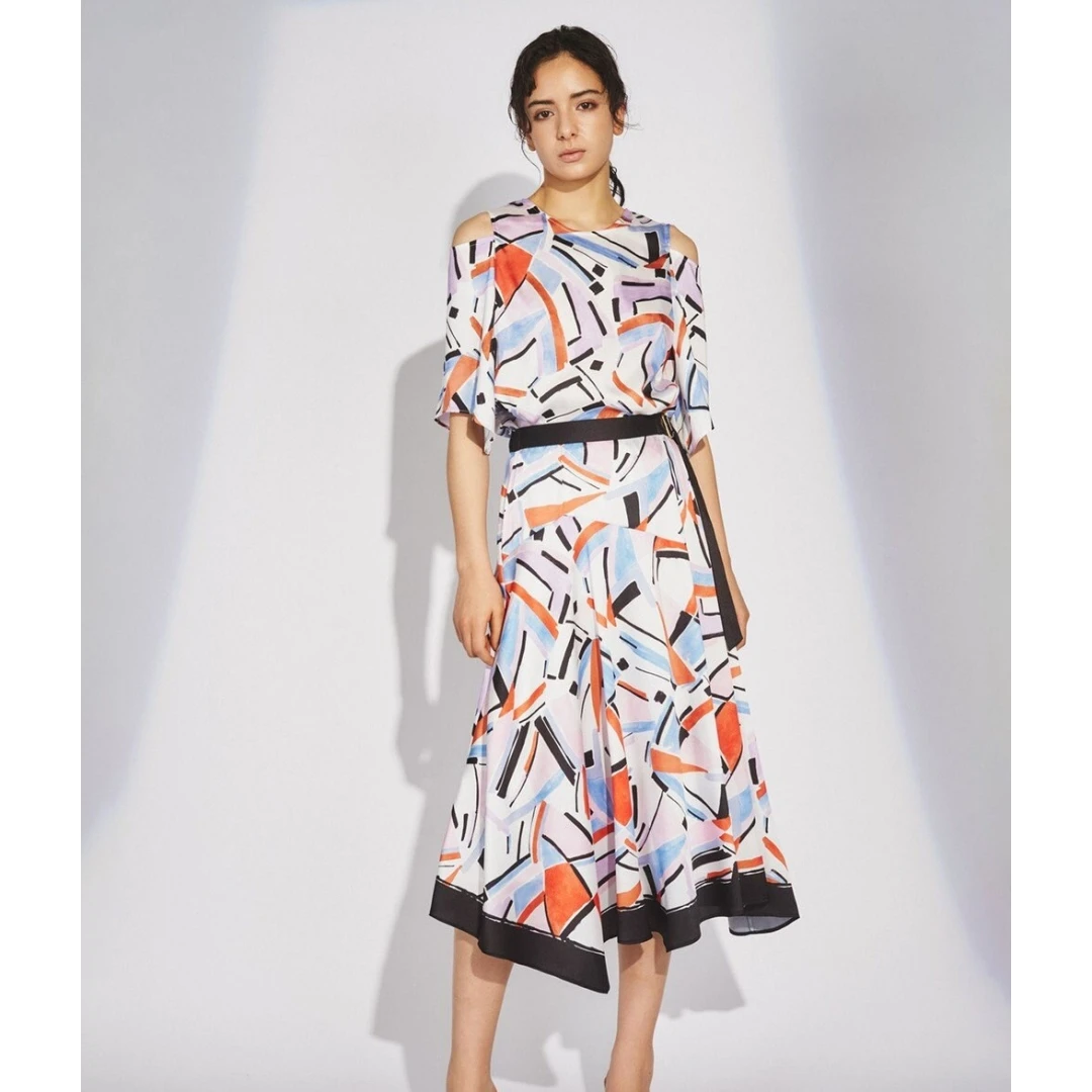 【强哥外贸】 千金贵牌 G 气质手绘风彩色不规则印花半身裙