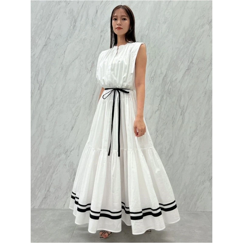 【强哥外贸】 明星同款 R 夏季时尚气质轻奢感高腰连衣裙