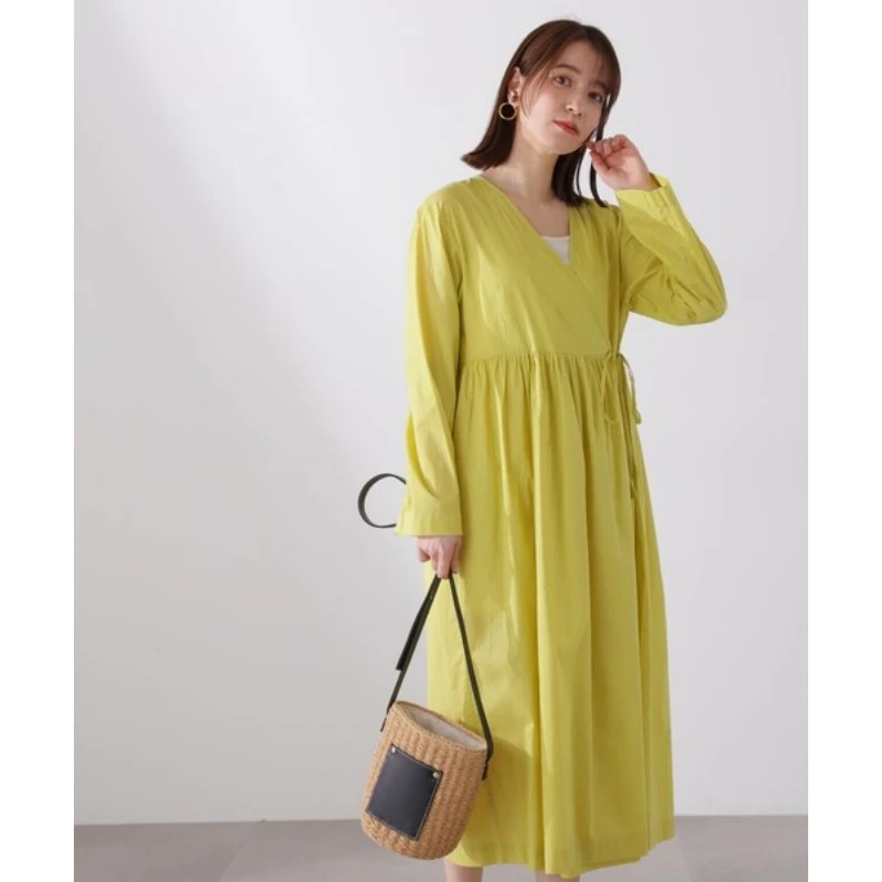 【强哥外贸】日系品牌 N 春夏新款 纯色气质复古系带女装连衣裙