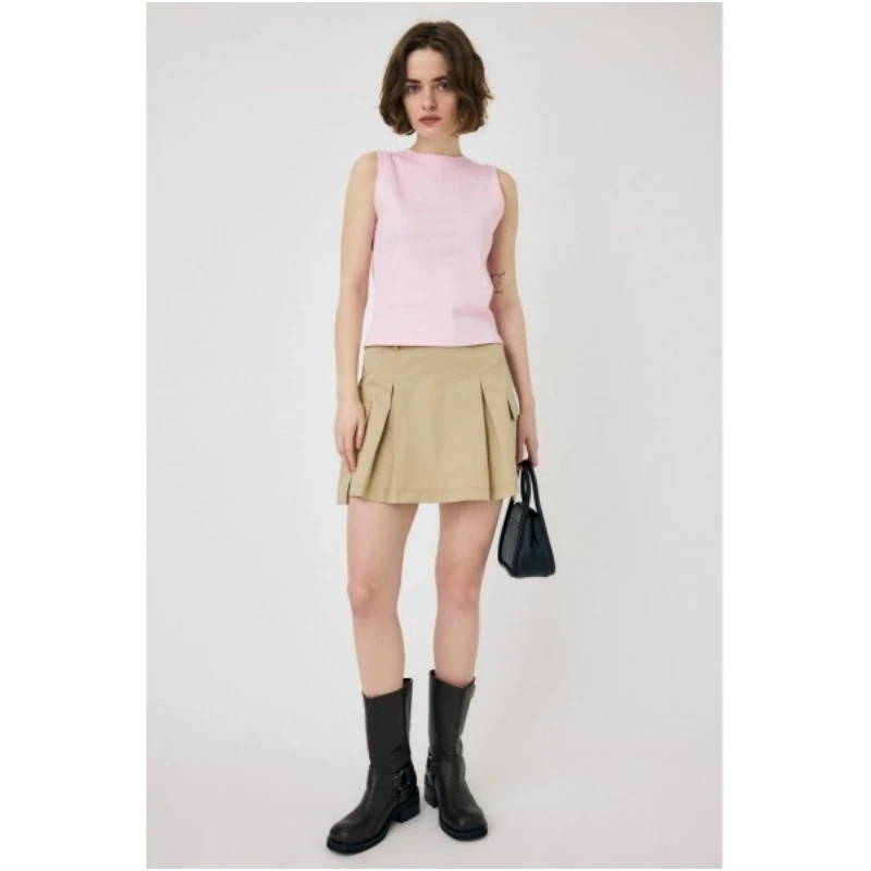 【强哥外贸】 M 短款高腰纯色短裙口袋百搭百褶显瘦半身裙