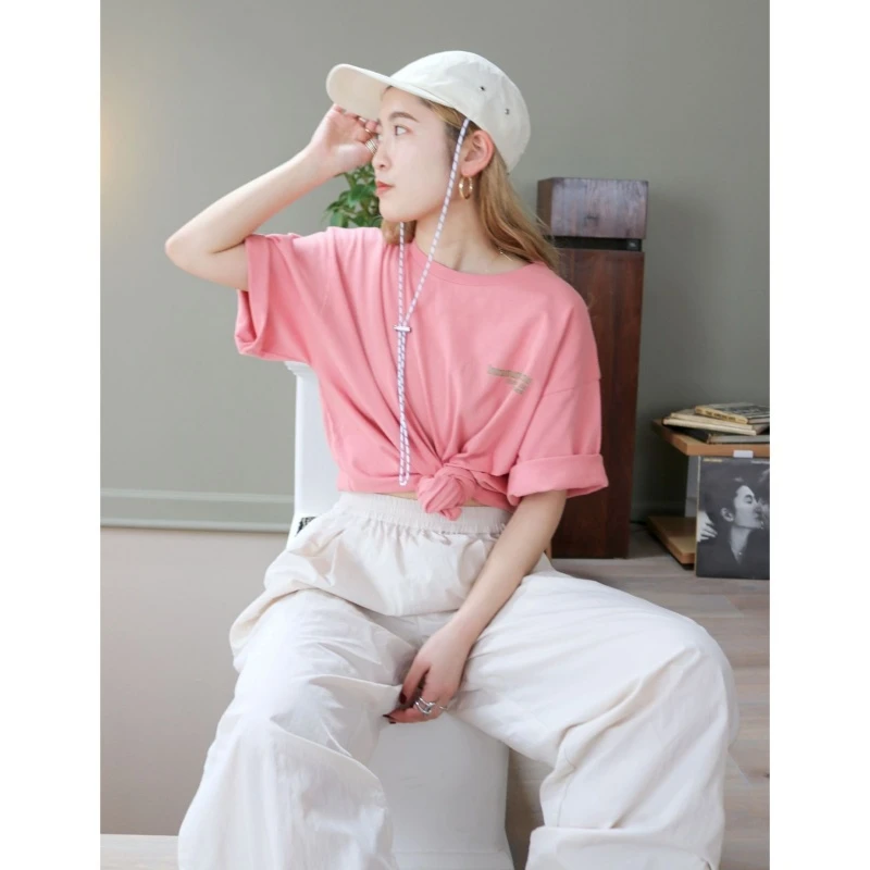 【强哥外贸】 夏季新款 U 时尚休闲半袖百搭垂感纯棉T恤女