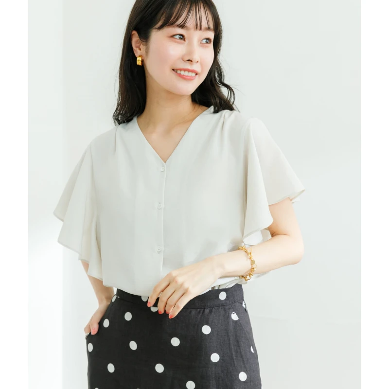 【强哥外贸】夏季新款 U 宽松设计感荷叶边气质显瘦衬衫