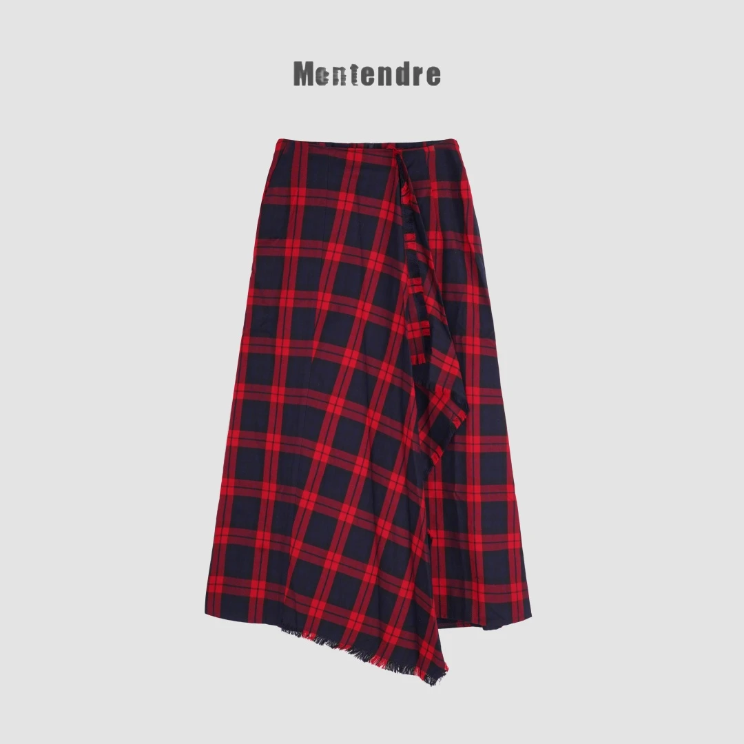 【强哥外贸】夏季新款 C 不规则设计感格子百搭高腰半身裙时尚休闲