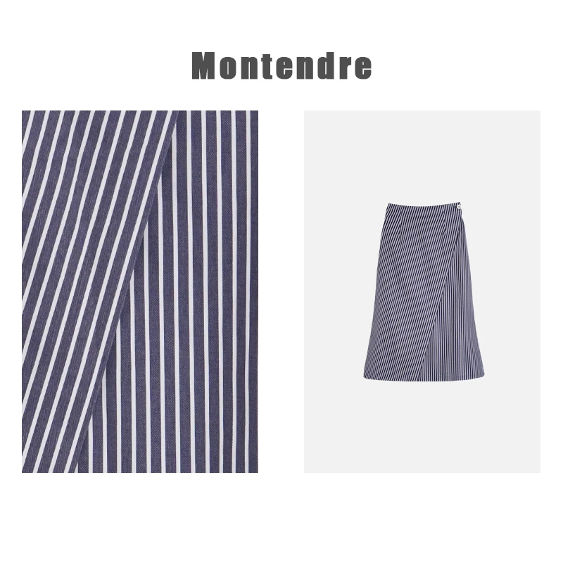 【SAKURA】日系品牌 春夏新款休闲时髦条纹高腰交叉设计感半身裙