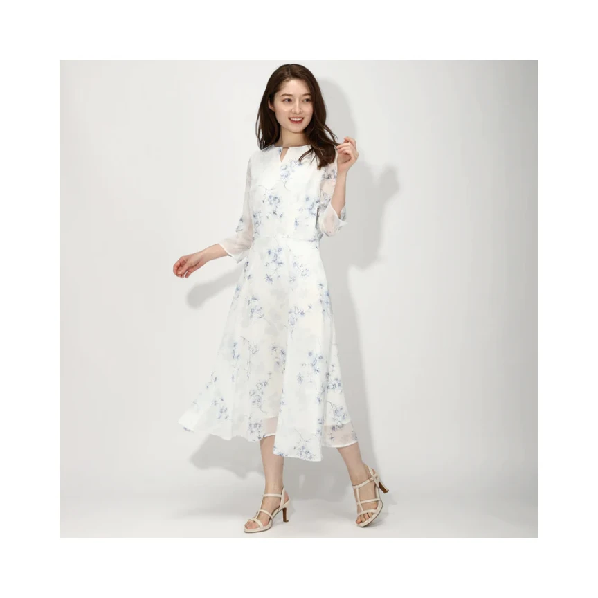 【强哥外贸】 春夏百搭 M 复古气质修身碎花显瘦连衣裙