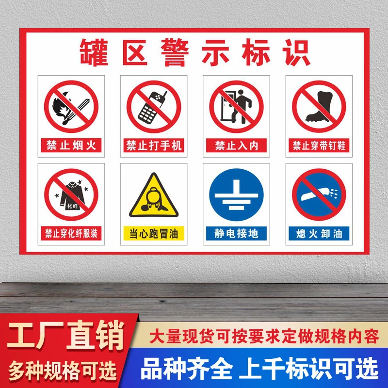 加油站罐区警示标识牌禁打手机熄火加油卸油禁止烟火静电接地标志