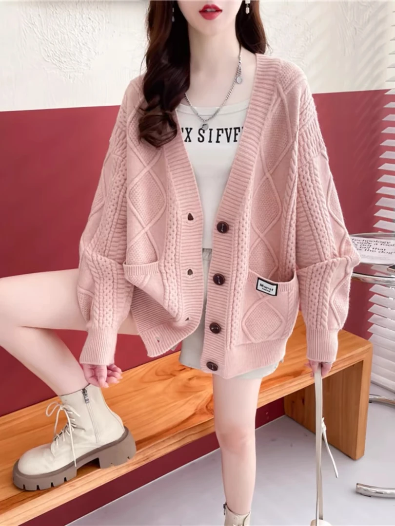 过款41-69秋冬水貂绒加绒加厚半高领时尚女百搭毛衣开衫