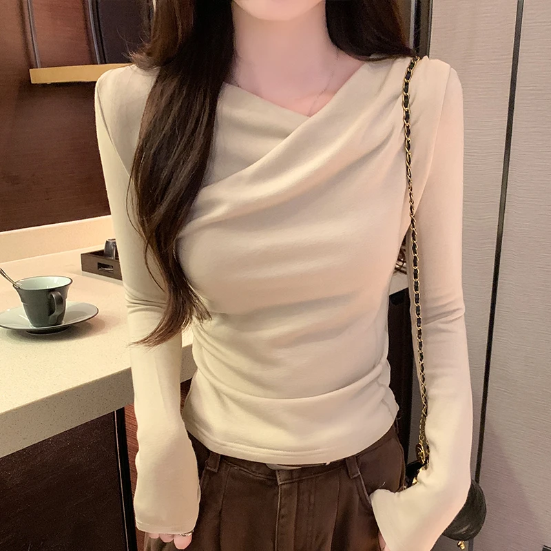 不规则长袖t恤女秋季2025新款设计感小众独特别致上衣打底衫内搭