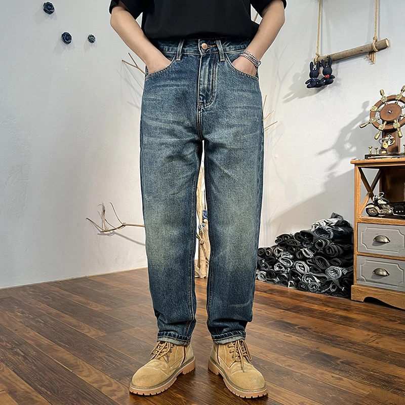 宽松牛仔裤男款2024秋季新款百搭男士高端潮流直筒休闲锥形裤子
