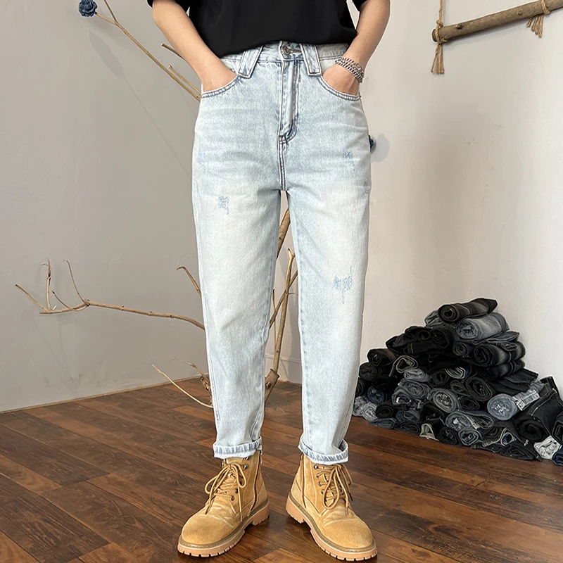浅色九分牛仔裤男2025爆款宽松男士高端潮流百搭休闲锥形9分裤子