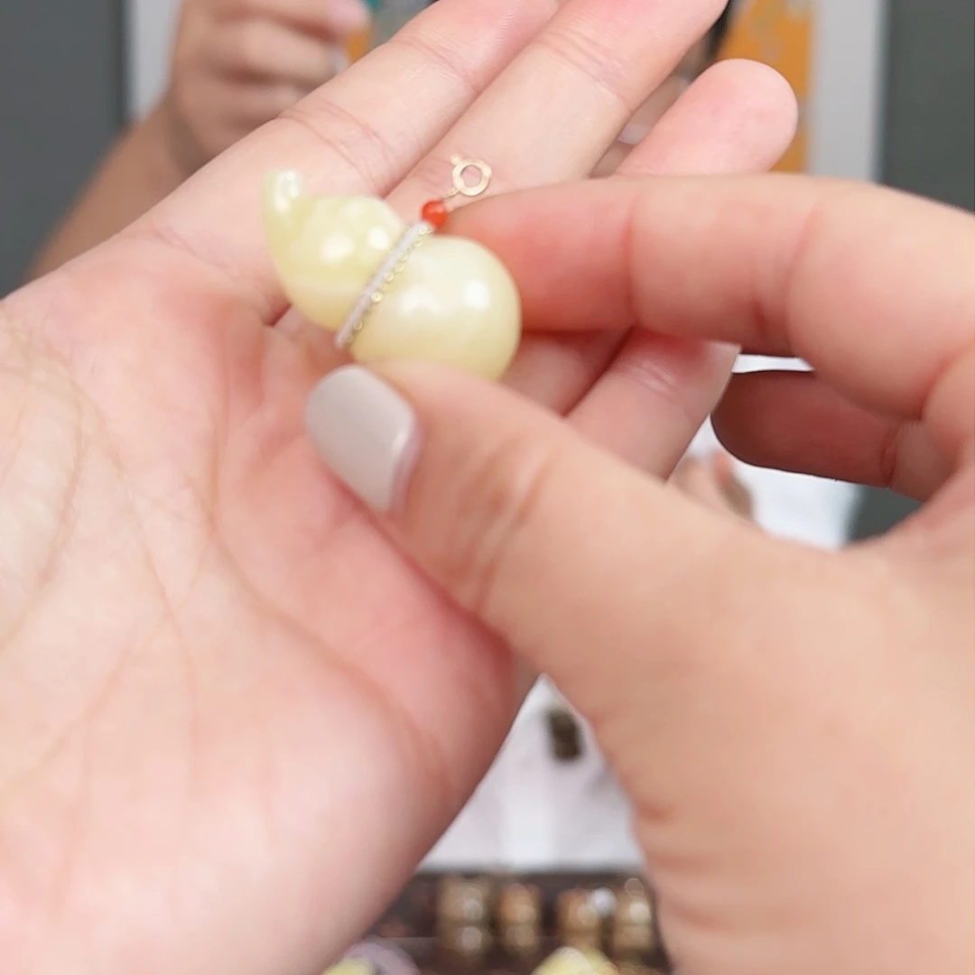 琥珀吊坠(不含链)18K金镶嵌灵*阳葫芦