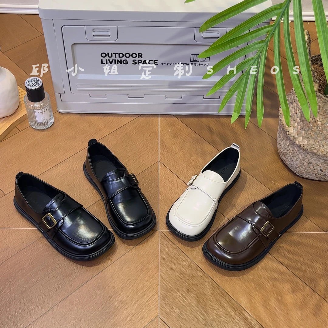 【邱小姐】英伦风小皮鞋女2024秋款韩版复古文艺平底乐福鞋百搭