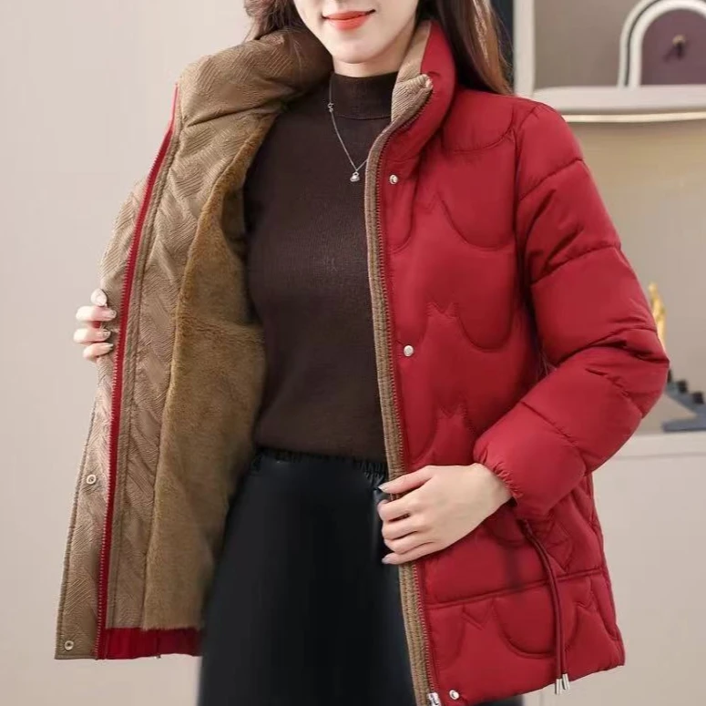 立领加绒加厚棉服老人衣服中老年妈妈装奶奶装保暖过年喜庆气质