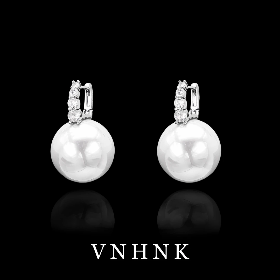 铜合金合成锆石耳饰 美可儿   C74   白色（18mm）小众百搭耳环