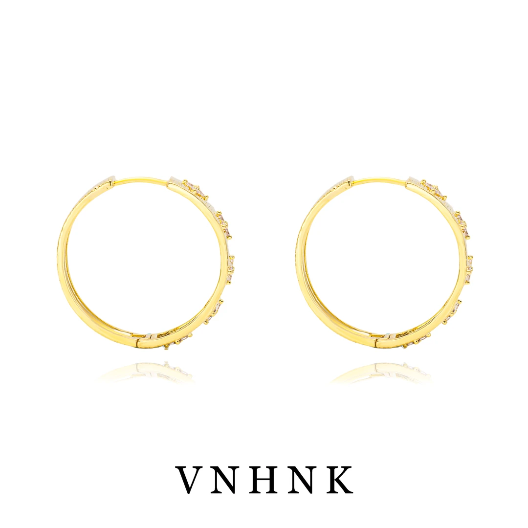 铜合金合成锆石耳饰 美可儿  E336    金色简约时尚耳环