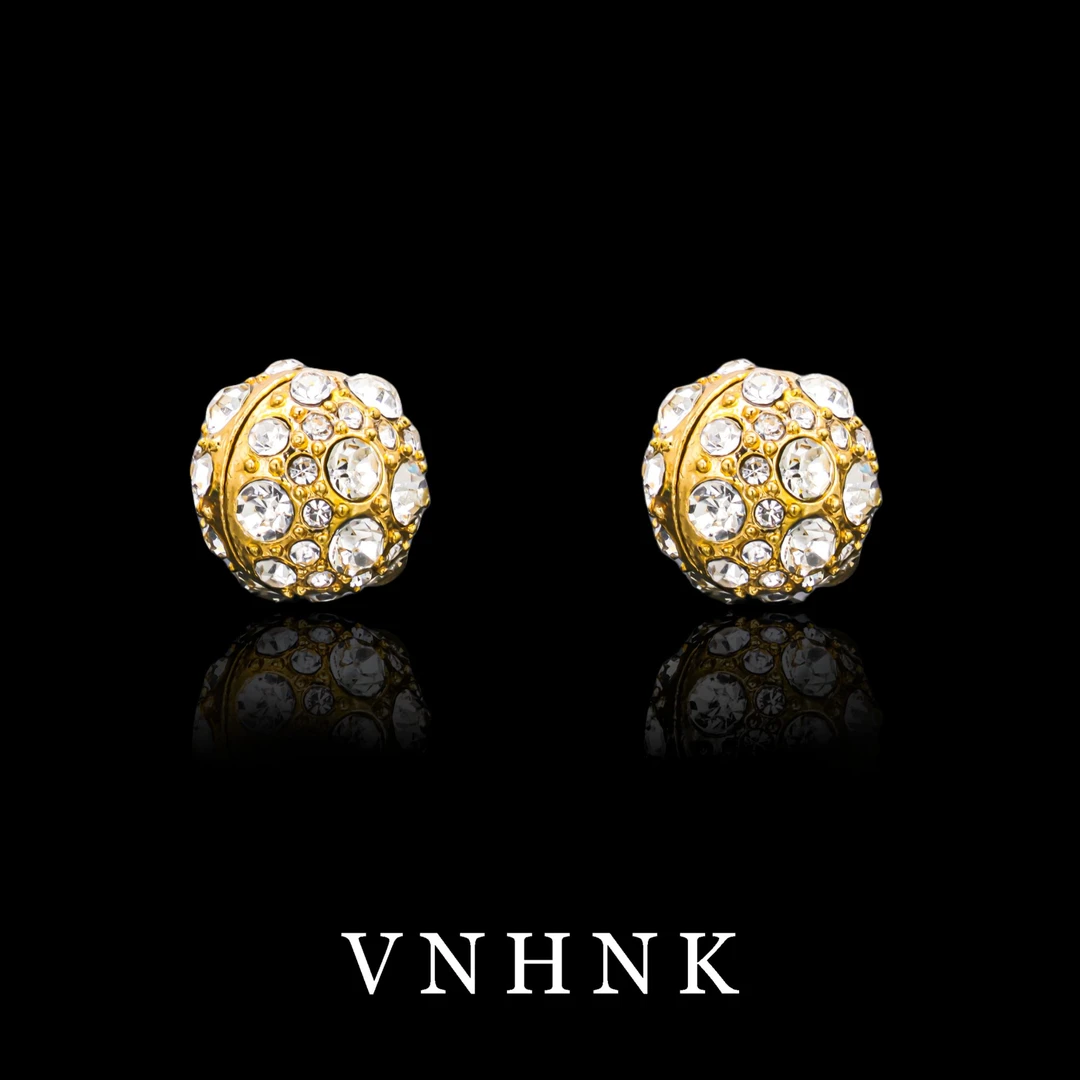 铜合金合成锆石耳饰 美可儿   E466   金色(10mm)气质简约耳夹