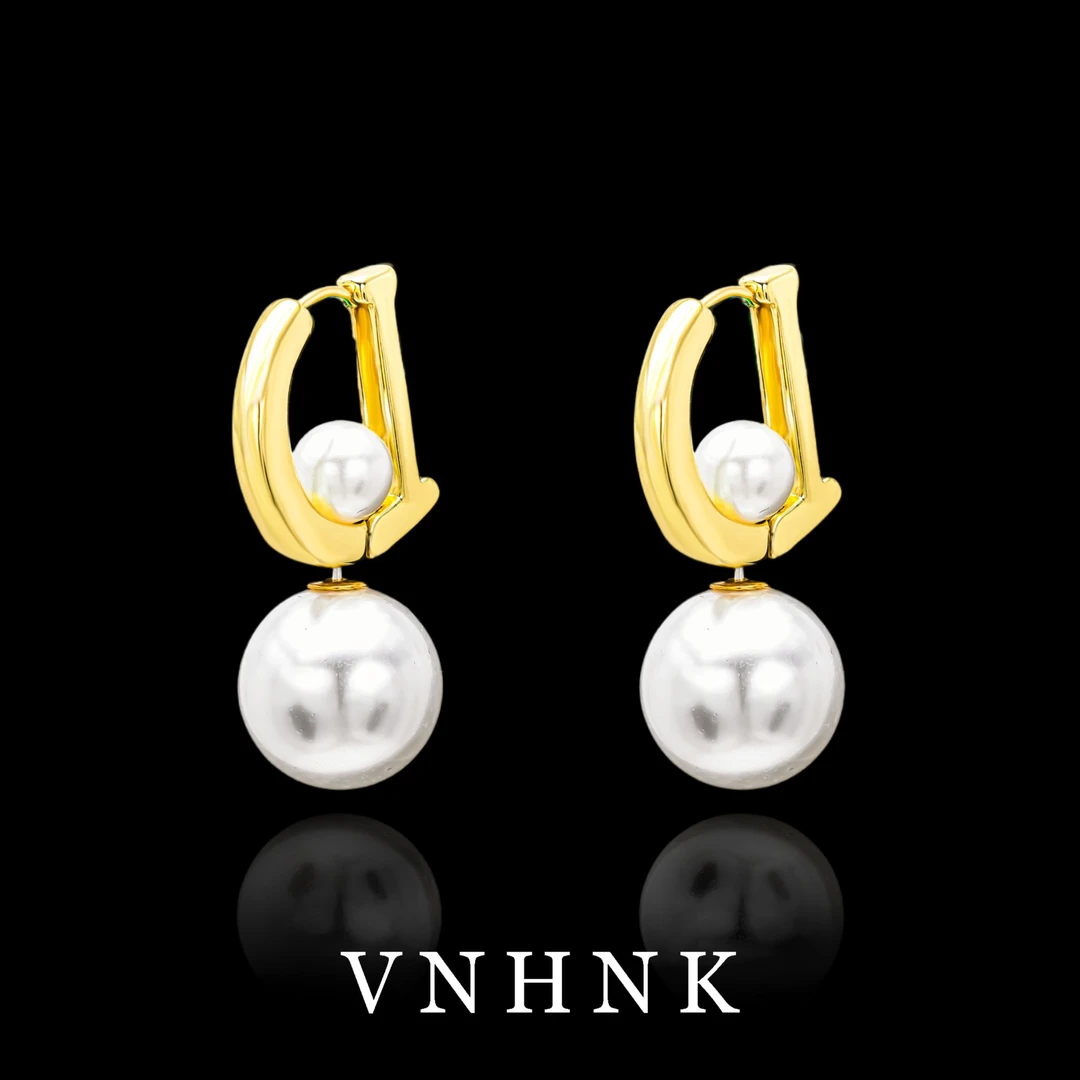 铜合金仿珍珠耳饰 美可儿  C635  白色(15mm8mm)气质经典耳环预售