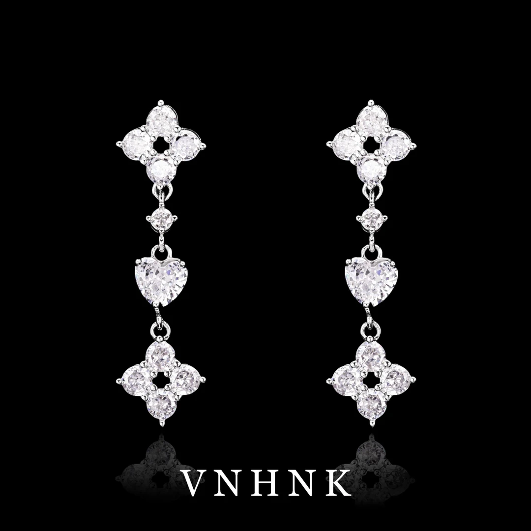 铜合金合成锆石耳饰 美可儿  K95   银色时尚气质百搭耳环