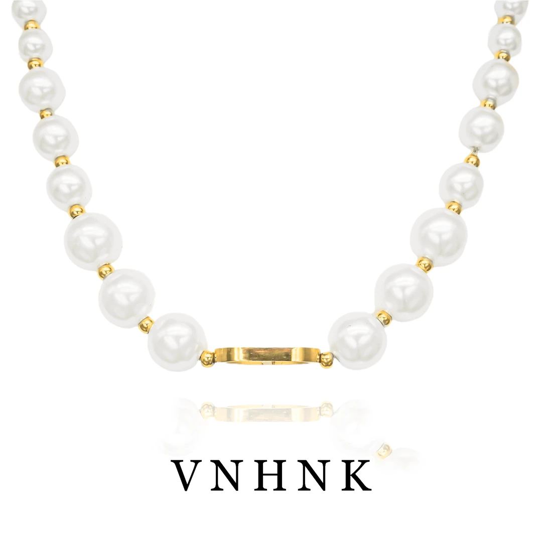 钛钢仿珍珠项链 美可儿D56白色(42cm10mm8mm6mm)时尚百搭项链