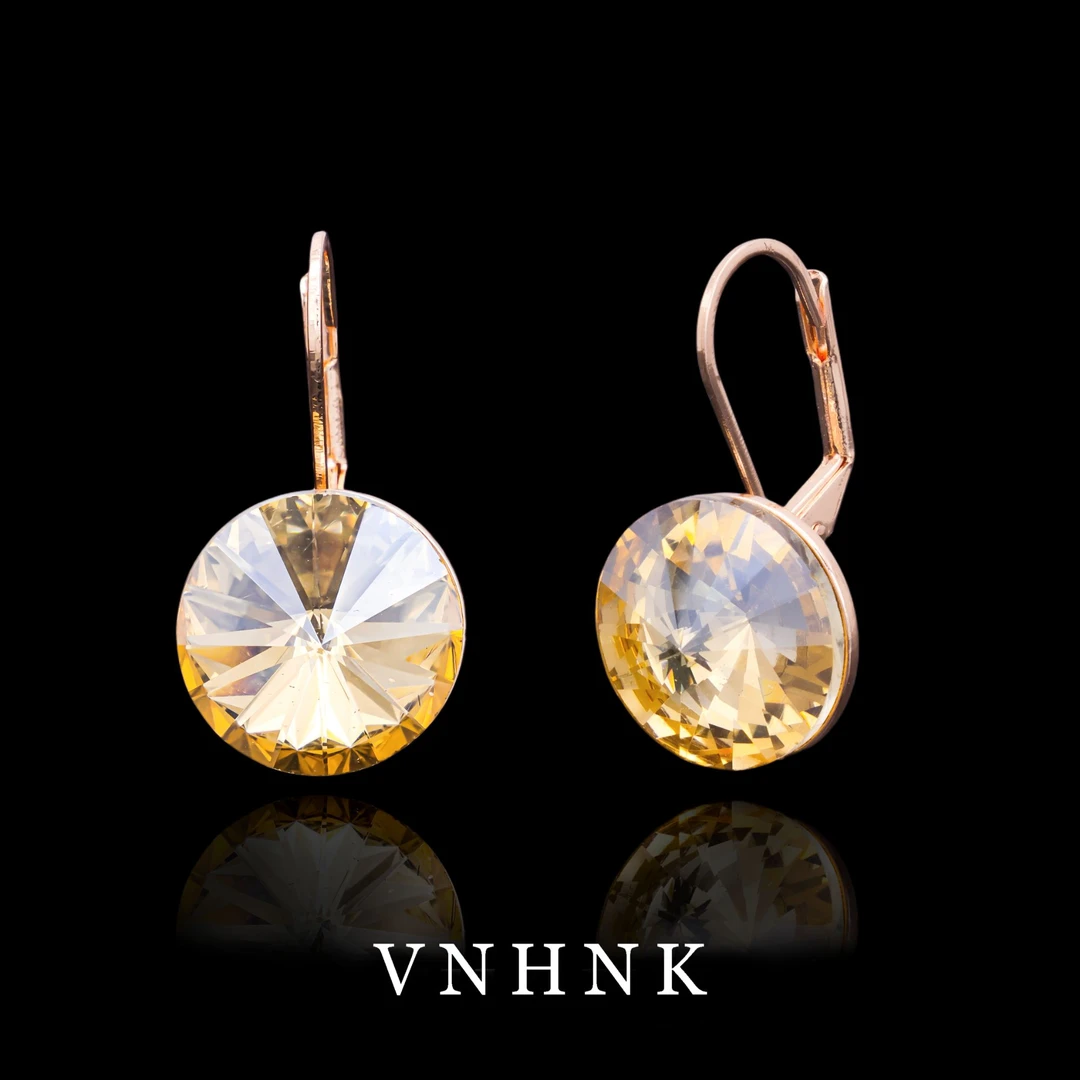 铜合金合成锆石耳饰 美可儿  B500   玫瑰色个性小众百搭耳环