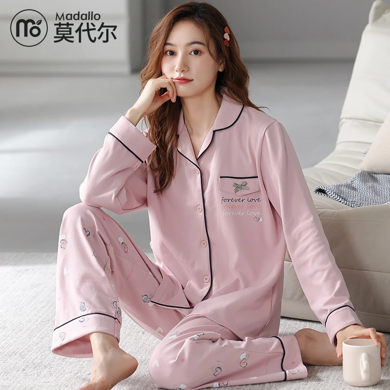 莫代尔2025新款睡衣女士春秋款纯棉长袖高级感家居服可外穿两件套
