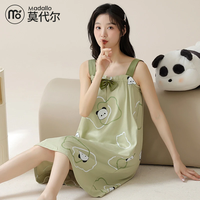 莫代尔纯棉睡裙女士夏季2025年新款睡衣女夏天吊带性感连衣裙夏天