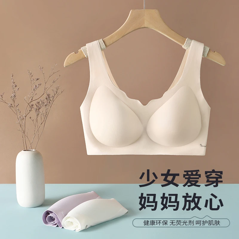 (2件)少女文胸内衣女童发育期中学生初中高中生固定杯胸垫背心