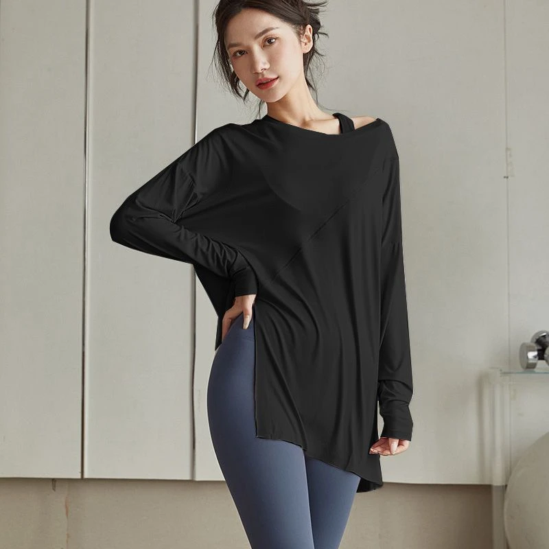 健身服运动上衣瑜伽服透气宽松显瘦T恤女春秋季新款跑步长袖罩衫
