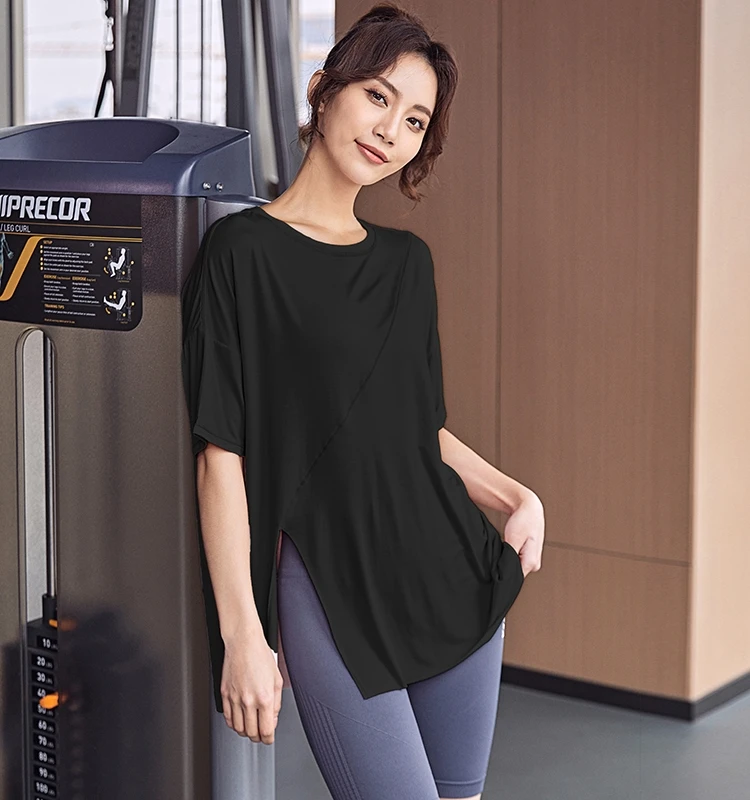 健身罩衫瑜伽训练速干上衣透气宽松短袖T恤女薄款凉感休闲运动服