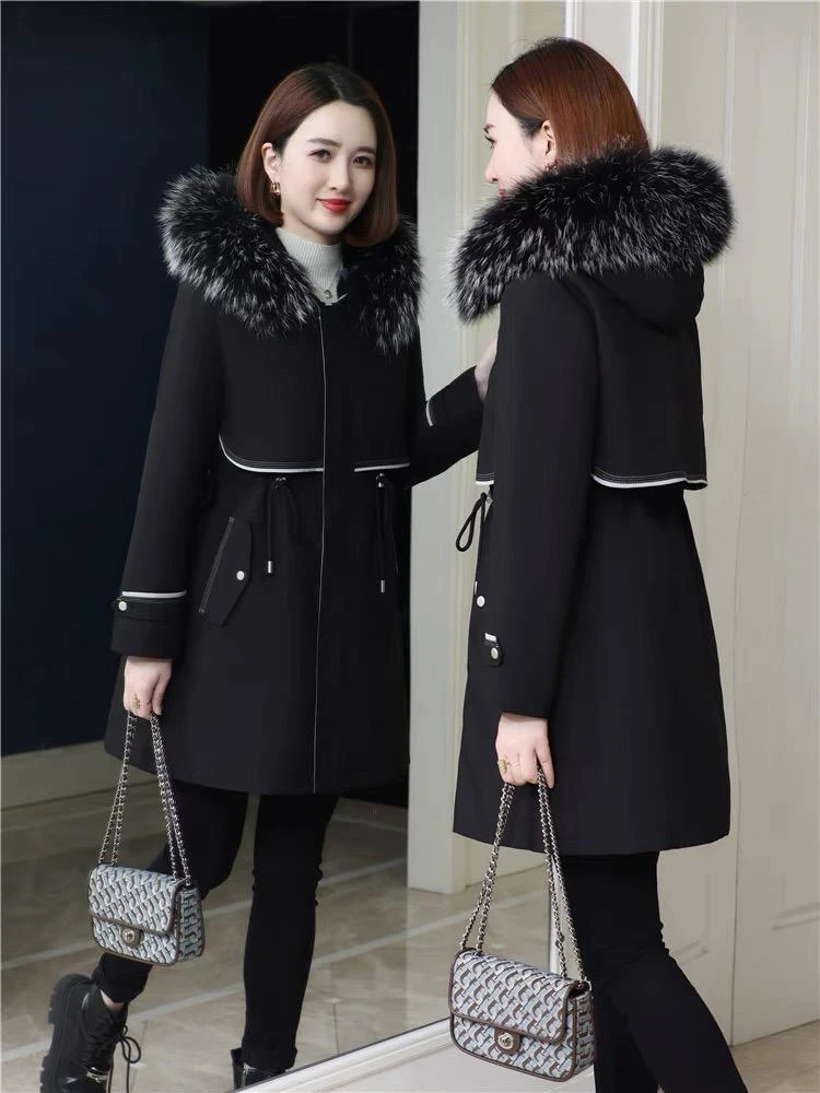 【毛毛专属】海岛时光丨2024秋冬新款连帽中长款羽绒兔毛内胆外套