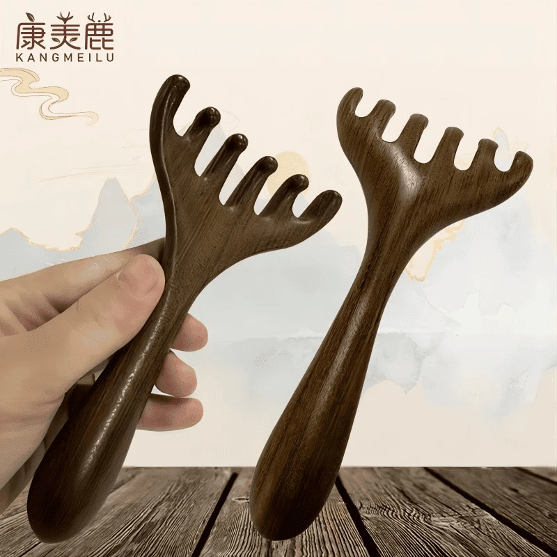 金丝檀木鹿角梳头部经络按摩梳头疗头部按摩器加厚宽齿梳