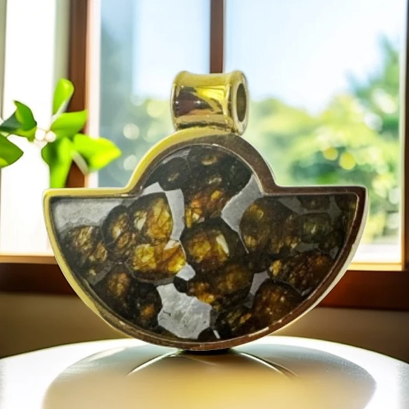 天然橄榄陨石元宝吊坠招财开运小众高级感男女款