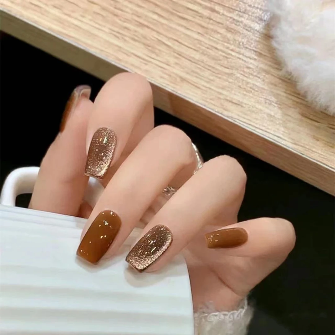 【伴秋】美拉德色系纯手工穿戴式穿戴甲纯手工可拆卸