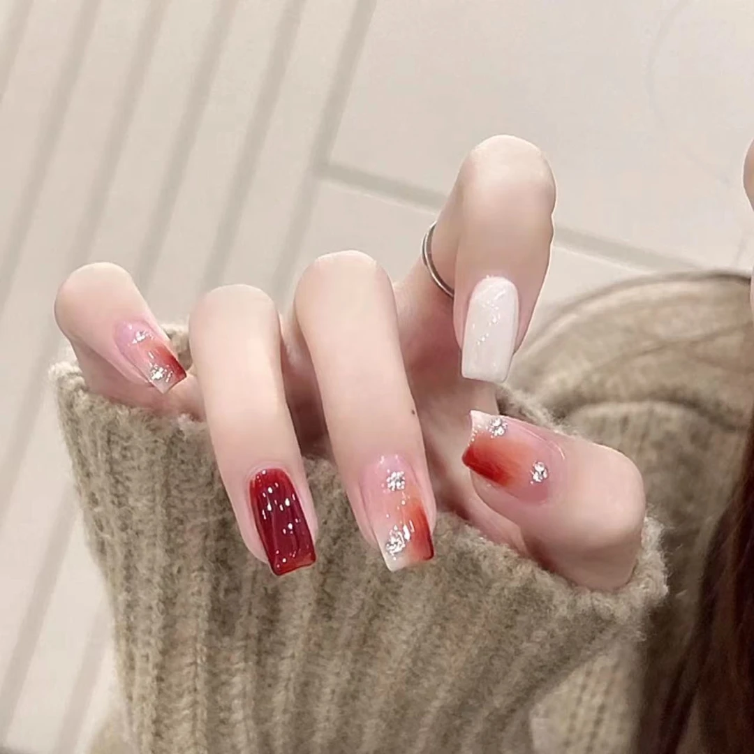 【遇见】纯手工可拆卸穿戴式美甲贴片秋冬流行秋冬裸色穿戴甲