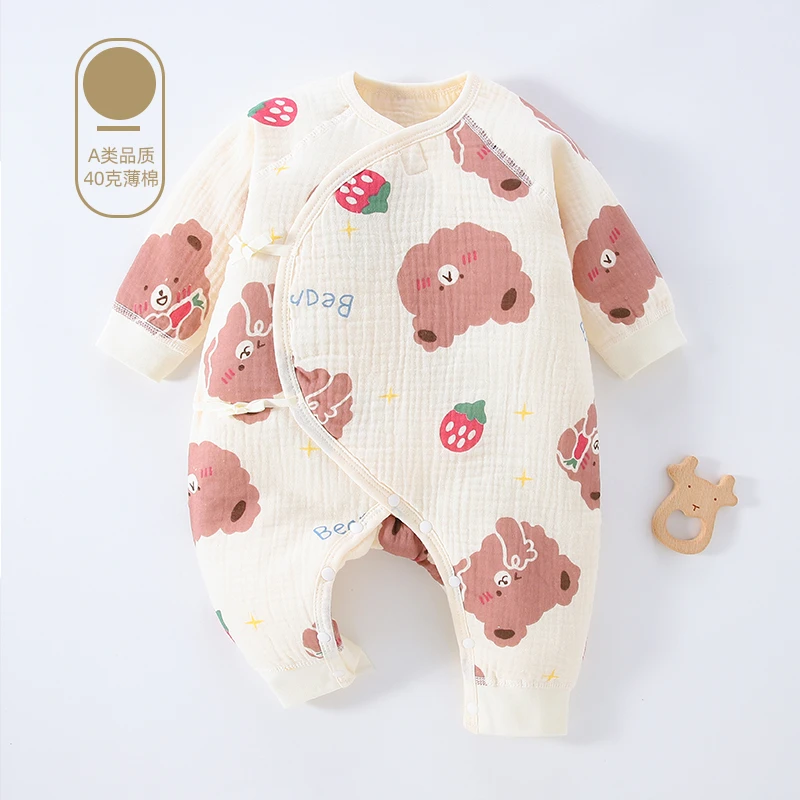 40g夹棉秋冬棉衣婴儿保暖连体蝴蝶衣和尚服透气舒适长袖秋冬季宝