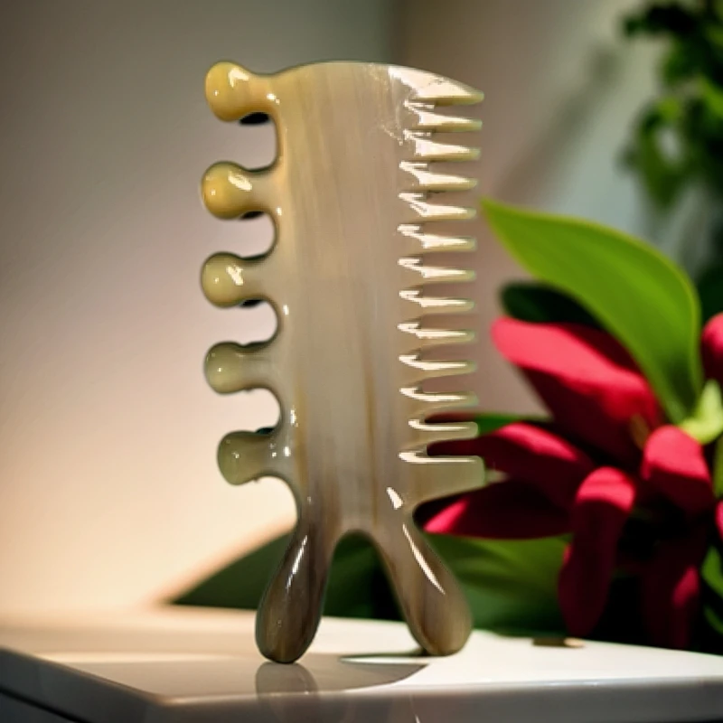 天然牛角鼻刮梳手工打磨疏通经络多功能刮痧眼部拨筋美容家用头疗