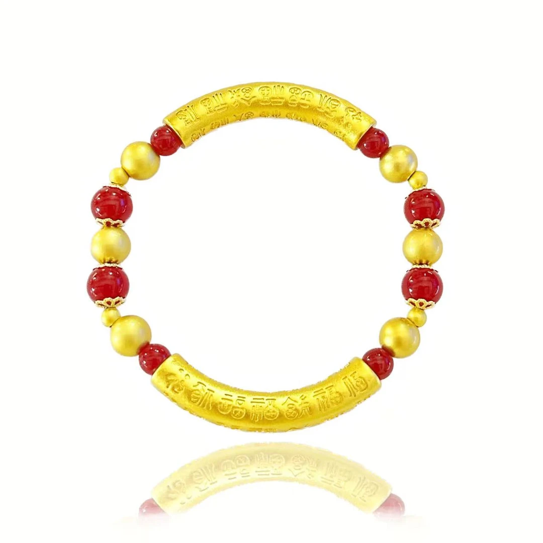 合成/培育【姜总甄选】匠心工艺培育红宝石合金镶嵌手链【ZSL64】