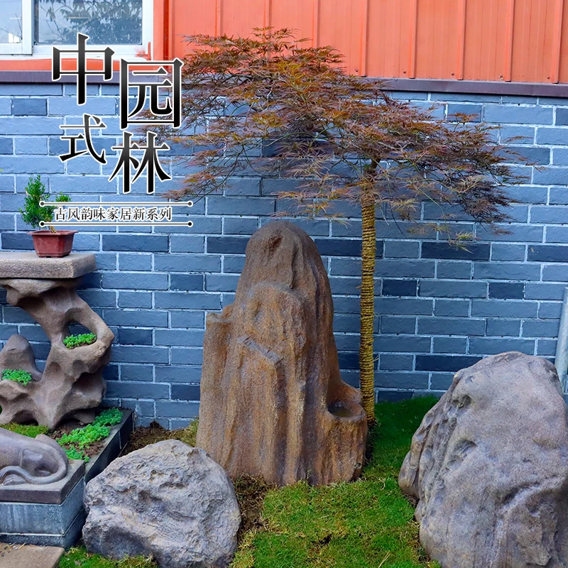 户外中式庭院仿石景观别墅花园布置造景假山石风景石造景观赏石