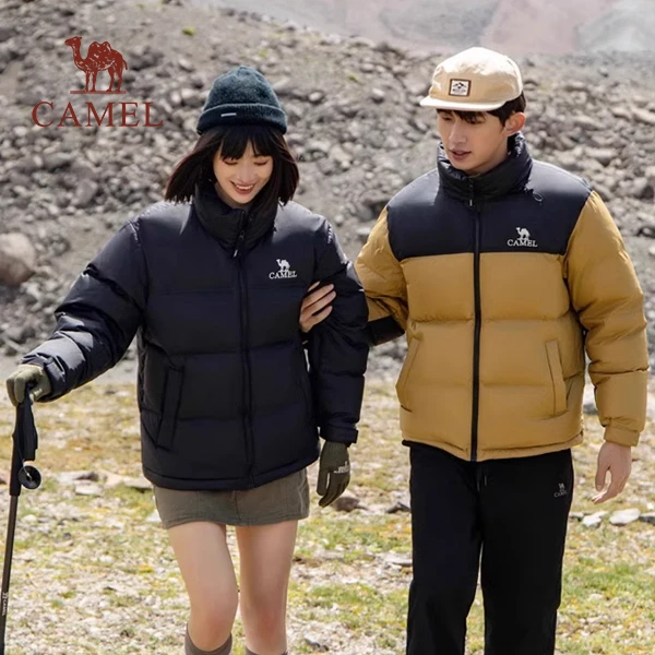 【仰望火山】骆驼羽绒服户外白鸭绒情侣款立领蓄热防寒外套N032