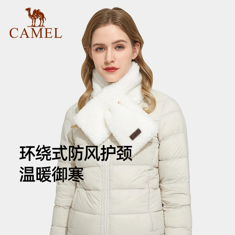 骆驼羊羔绒围巾女2022年冬季时尚百搭护颈加绒保暖围脖1J322C7579