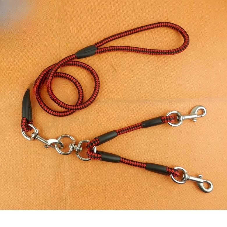 狗绳子双头链子双头狗链同时牵两只狗宠物一拖二牵引带10mm中型犬